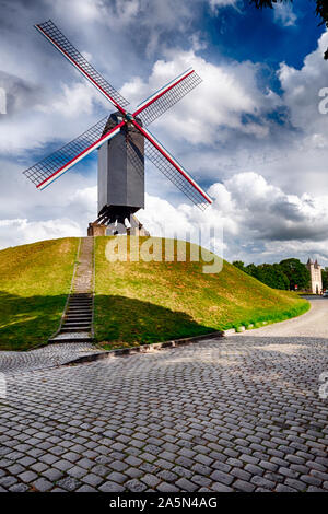 St. John's House Mill on the Eastern City Ramparts, Bruges, Flanders, Belgium Stock Photo