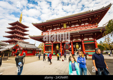 Tokyo, Japan - October 18, 2018: Tourist visit Sensoji, also known as Asakusa Kannon Temple is a Buddhist temple located in Asakusa. It is one of Toky Stock Photo