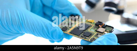 An employee of computer repair service Stock Photo