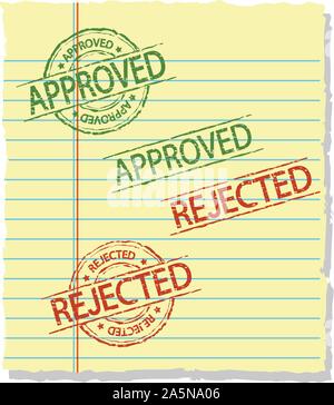 apprved and rejected stamp on old paper, vector sign vintage style Stock Vector