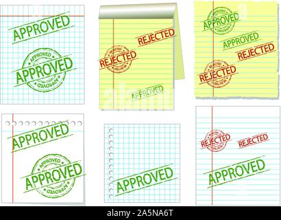 apprved and rejected stamp on old paper, vector sign vintage style Stock Vector