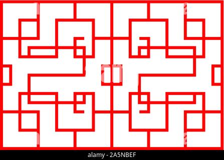 red chinese patter fence on white background, vector Stock Vector