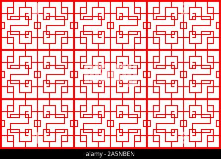 seamless red chinese patter backdrop on white background, vector Stock Vector