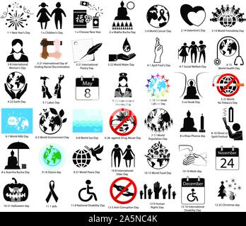 important day of the world sign and symbol for calendar Stock Vector
