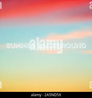 Abstract summer background with halftone overlay Stock Vector
