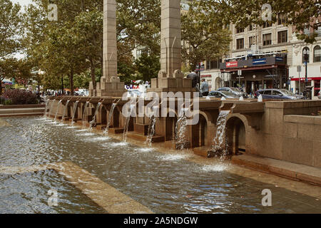 Copley Place Concourse Waterfall; Boston, MA, The lush jung…