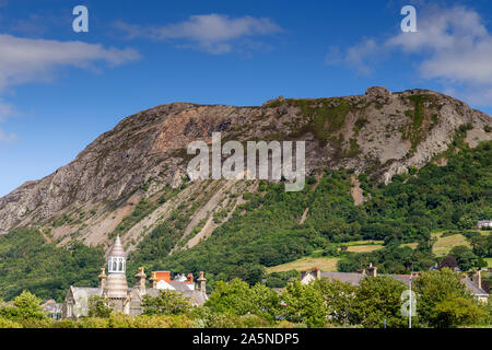 Old building with turret tower at Llanfairfechan, North Wales Stock Photo