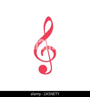 G Clef flat vector icon. Glyph style sign. Simple hand drawn ...