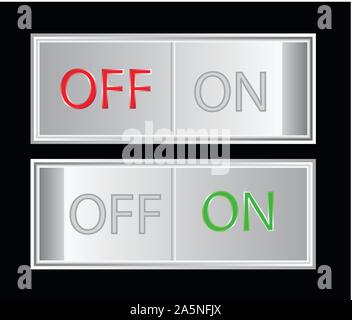 power switch sign, white botton of on and off on black background Stock Vector
