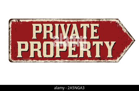 Private property vintage rusty metal sign on a white background, vector illustration Stock Vector