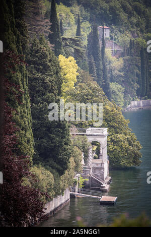 View of a pavilion of villa Monastero, on the shores of the Como lake, in Italy. Stock Photo