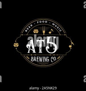 Beer label vector design template. Beer pub logo. Stock Vector