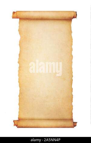 Vintage blank paper scroll isolated on white background with copy space. Stock Photo