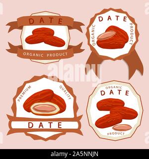 Illustration on theme big colored set different types of date fruit for healthy life. Date fruit pattern consisting of collection accessory at healthy Stock Vector