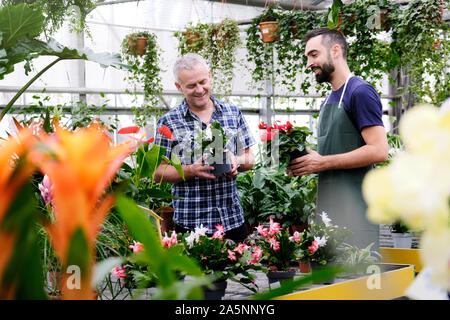 Sales Manager Talking To Client Buying Plant in Florist Shop Stock Photo