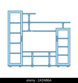 Media Furniture Icon. Thin Line With Blue Fill Design. Vector Illustration. Stock Vector