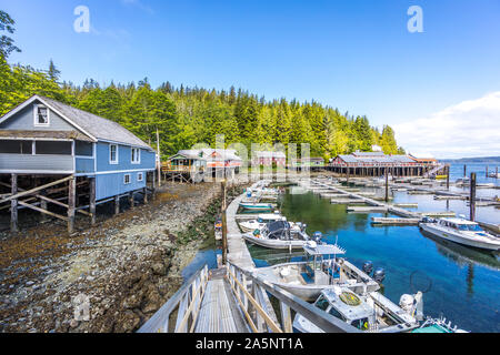 Marina at Telegraph Cove, Vancouver Island, British Columbia, Canada Stock Photo