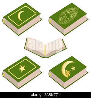 Illustration on theme set different types books, prayer to celebration holiday Ramadan. Book pattern consisting of religious prayer collection Ramadan Stock Vector