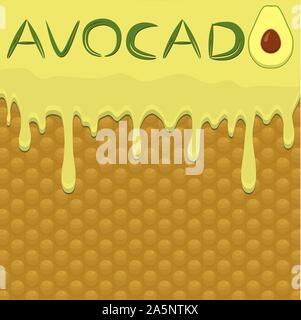 Illustration on theme falling runny avocado drip at sugary cow