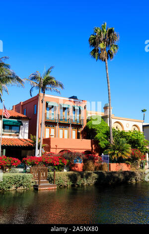 Houses on Grand Canal, Venice canal historic District, Santa Monica, Los Angeles, California, United States of America. USA. October 2019 Stock Photo