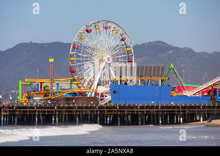 Ferris wheel at Pacific Park on Santa Monica pier, California, United States of America. USA. October 2019 Stock Photo