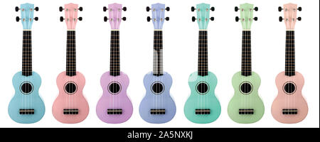 Ukulele color on isolated  a white background Stock Photo