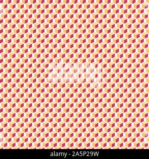 Geometric 3D seamless pattern orange cubes shapes on white background. Vector illustration Stock Vector