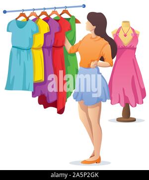 Choosing Dress Cartoon Stock Vector Image & Art - Alamy