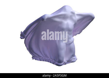 Flying White Ghost boy figure covered with a blanket sheet on White Background. Halloween 3d illustration Stock Photo