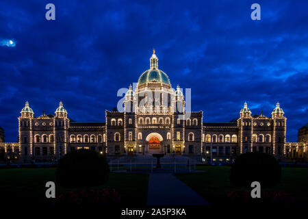 Victoria, British Columbia, Canada. Parliament building at night. Stock Photo