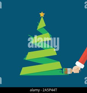 Christmas tree is painted by paint brush. Vector illustration Stock Vector