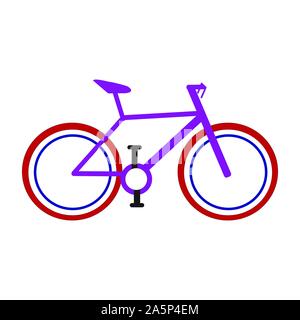 Pink and red double-wheeler bike on white Stock Vector