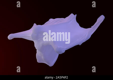 Flying White Ghost boy figure covered with a blanket sheet on Black Background. Halloween 3d illustration Stock Photo