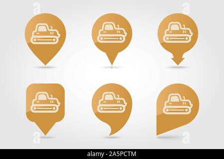 Tractor crawler flat vector pin map icon. Map pointer. Map markers ...