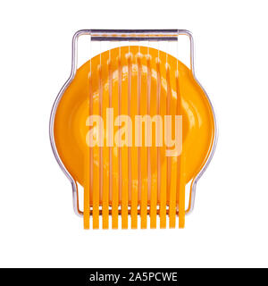 Egg cutter for cutting boiled eggs. Isolated on white background. Path selection. Stock Photo