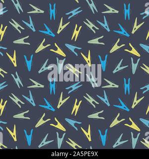 seamless vector pattern with colorul clothes pis scattered on a dark background Stock Vector