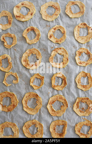 Dried apples on tray Stock Photo