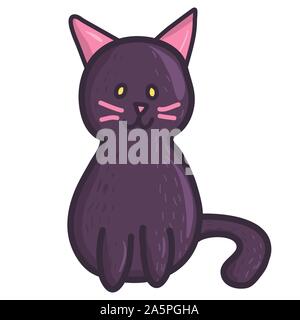 Creepy cat illustration. Vector flat spooky monster character. Holiday decoration element. Stock Vector