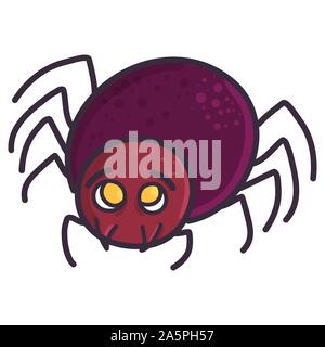 Cute spooky spider illustration. Vector halloween horror art. Happy holiday celebration. Stock Vector