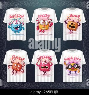 set crazy monster - idea for print t-shirt Stock Vector