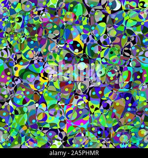 Rainbow multicolor abstract spotted seamless pattern, background from geometrical figures. Colorful bright texture of various shapes for creative fabr Stock Vector