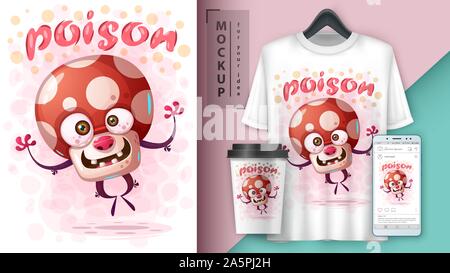 Jump mushroom - mockup for your idea Stock Vector