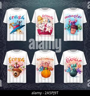 Halloween horror characters and merchandising Stock Vector
