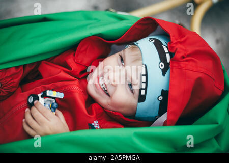 Smiling boy looking away Stock Photo