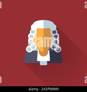 Judge flat design long shadow icon. Law and legal business symbol vector illustration. Stock Vector