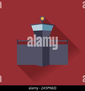 Prison with watchtower flat design long shadow icon. Law and legal business symbol vector illustration. Stock Vector