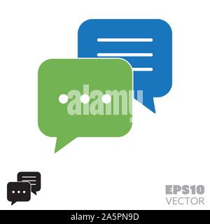 Text message bubbles dialog solid icons. Glyph symbol of communication and messaging. Conversation flat vector illustration. Stock Vector