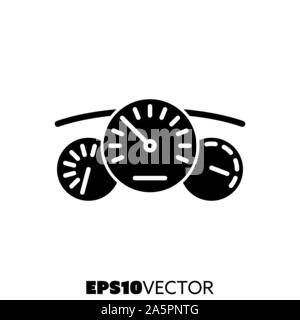 Car dahsboard solid black icon. Glyph symbol of controls and components. Automotive flat vector illustration. Stock Vector