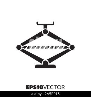 Car jack solid black icon. Glyph symbol of service and tools. Automotive flat vector illustration. Stock Vector
