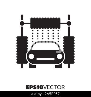 Car wash solid black icon. Glyph symbol of cleaning and service. Automotive flat vector illustration. Stock Vector